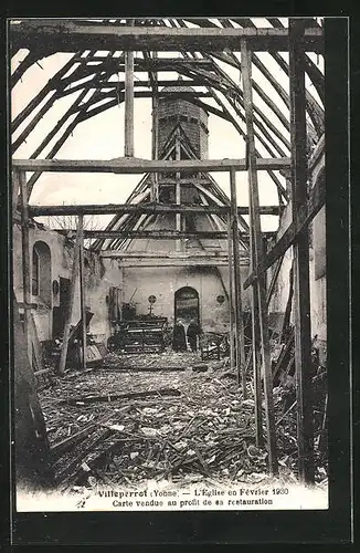 AK Villeperrot, l'Eglise 1930, Carte vendue au profit de sa restauration