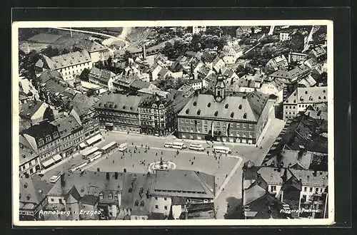 AK Annaberg / Erzgeb., Luftaufnahme der Stadt mit Marktplatz