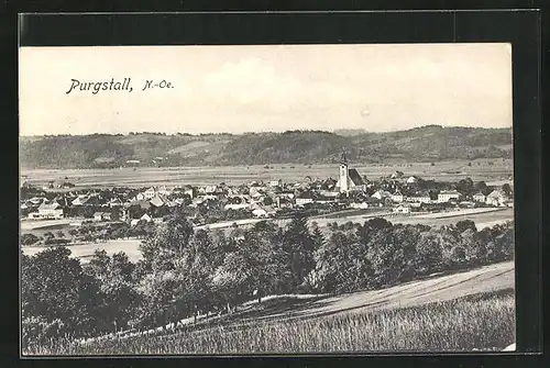 AK Purgstall, Blick vom Berg auf den Ort