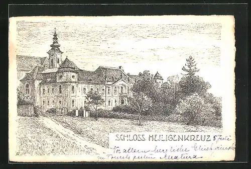 Künstler-AK Heiligenkreuz, Blick zum Schloss