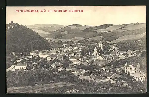 AK Markt Kirchschlag, Panorama mit Schlossruine
