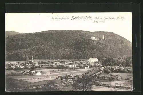 AK Seebenstein, Panorama mit Bergschloss