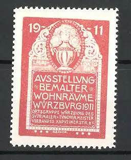 Reklamemarke Würzburg, Ausstellung Bemalter Wohnräume 1911, Blumenvase