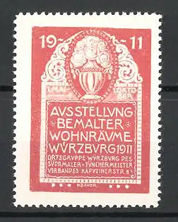 Reklamemarke Würzburg, Ausstellung Bemalter Wohnräume 1911, Blumenvase