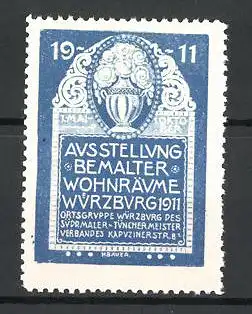 Reklamemarke Würzburg, Ausstellung Bemalter Wohnräume 1911, Blumenvase