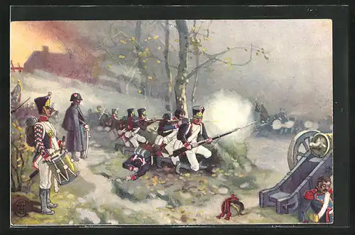 Künstler-AK Die Völkerschlacht 1813 - Schlacht um Schönefeld, Befreiungskriege