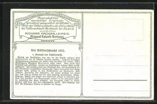 Künstler-AK Die Völkerschlacht 1813 - Schlacht um Schönefeld, Befreiungskriege