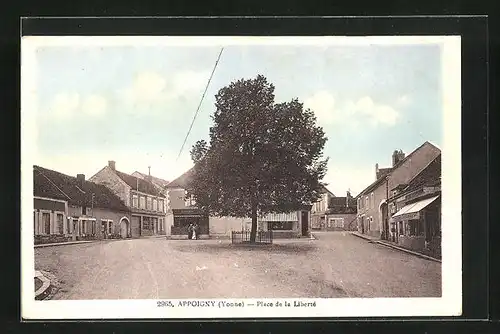 AK Appoigny, Place de la Liberte, am zentralen Baum