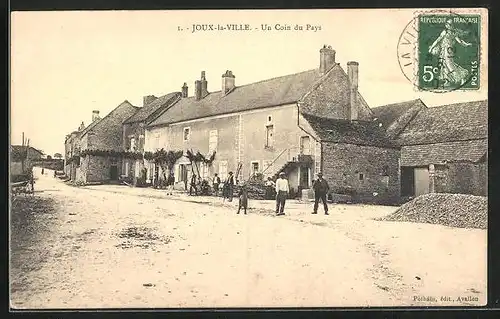 AK Joux-la-Ville, Un Coin du Pays, Männer vor dem Haus