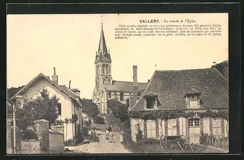 AK Vallery, La Montee de L`Eglise, eine Familie auf der Strasse