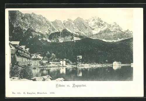 AK Eibsee, Ortsansicht mit Zugspitze