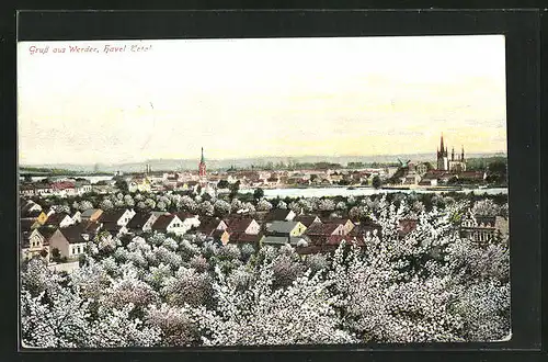 AK Werder an der Havel, Totalansicht mit Blick über die Dächer der Stadt