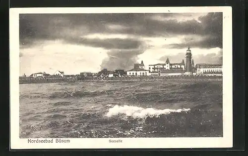 AK Nordseebad Büsum, Seeseite mit dem Leuchtturm