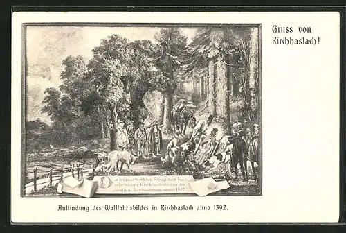 AK Kirchhaslach, Auffindung des Wallfahrtsbildes ann 1392