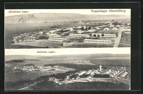 AK Hammelburg, das Truppenlager, Blick auf das nördliche und südliche Lager