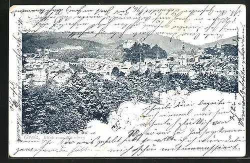 AK Greiz, Blick vom Hainberg, Ortstotale