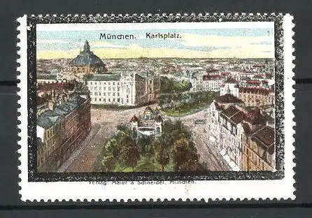 Reklamemarke München, Karlsplatz aus der Vogelschau