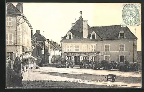 AK St-Gengoux-le-National, Hotel de la Croix Blanche et Grande Rue