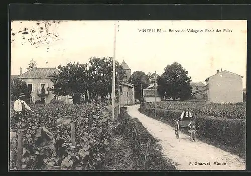 AK Vinzelles, Entrée du Village et Ecole des Filles