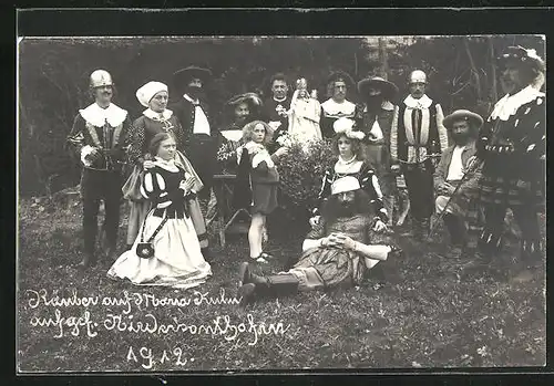 Foto-AK Niedersonthofen, 1912, Volksschauspiel Räuber auf Maria Kulm