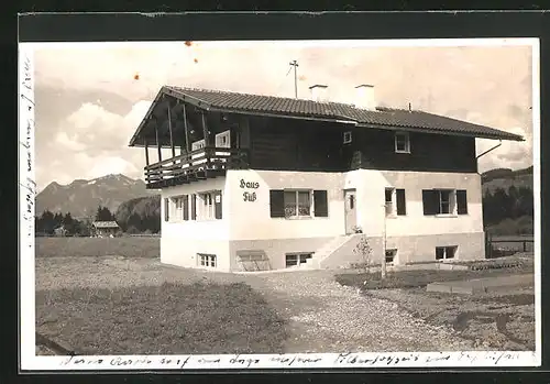Foto-AK Fischen / Allgäu, 1938, Hotel-Pension Haus Füss