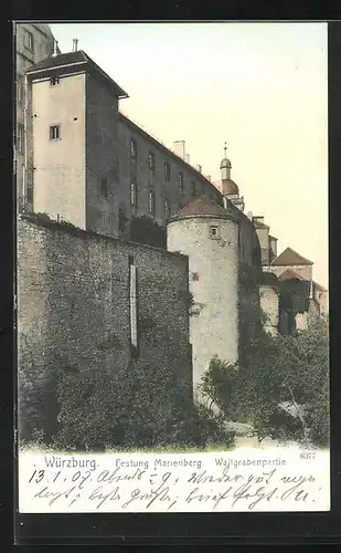 AK Würzburg, Festung Marienberg, Wallgrabenpartie