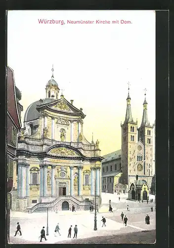 AK Würzburg, Neumünsterkirche mit Dom