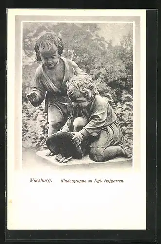 AK Würzburg, Königlicher Hofgarten, Skulptur Kindergruppe