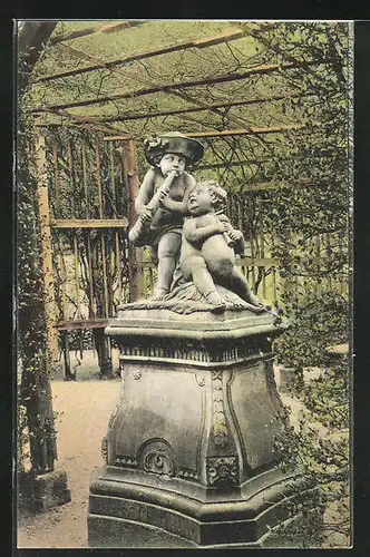 AK Würzburg, Königlicher Hofgarten, Skulptur Kindergruppe