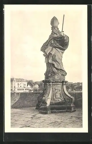 AK Würzburg, Statue Brückenheiliger S. Burkardus