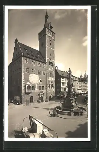 AK Würzburg, Grafen Eckard-Turm mit Vierröhrenbrunnen