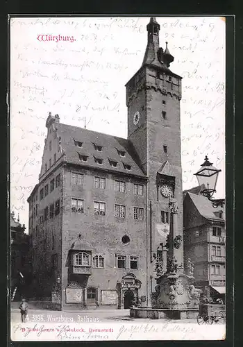 AK Würzburg, Rathaus und Brunnen