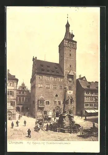 AK Würzburg, Rathaus mit Vierröhrenbrunnen