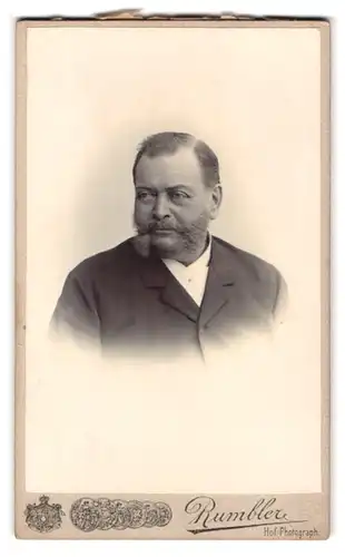 Fotografie Rumbler, Wiesbaden, Wilhelmstrasse 14, Portrait bürgerlicher Herr im Anzug mit Bart