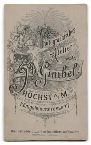 Fotografie Ph. Gimbel, Höchst a / M., Königsteinerstrasse 17, Portrait niedliches Kleinkind im weissen Hemd