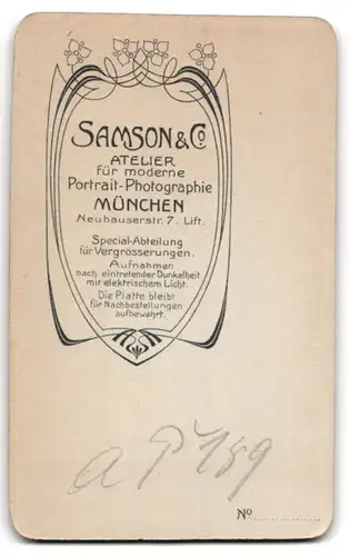 Fotografie Samson & Co., München, Neuhausstr. 7, Portrait bayrischer Soldat in Uniform