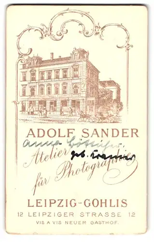 Fotografie Adolf Sander, Leipzig-Gohlis, Ansicht Leipzig-Gohlis, Foto-Atelier & Geschäftshaus Leipziger Strasse 12