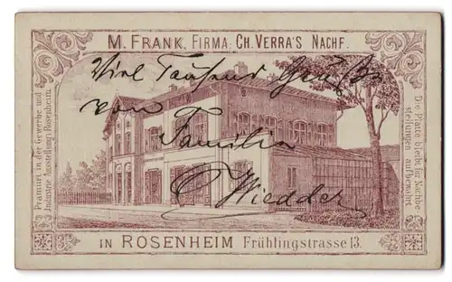 Fotografie M. Frank, Rosenheim, Ansicht Rosenheim, Geschäftshaus Frühlingstrasse 13, Rückseitig Herr im Portrait