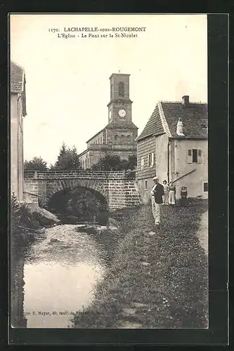 AK La Chapelle-sous-Rougemont, L`Eglise, Le Pont sur la St-Nicolas