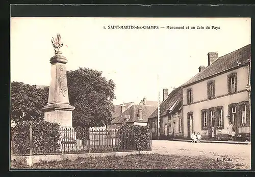 AK Saint-Martin-des-Champs, Monument et un Coin du Pays