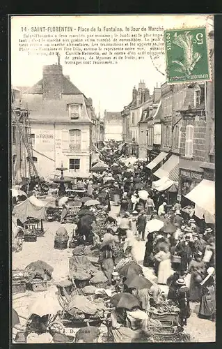 AK Saint-Florentin, Place de la Fontaine, le Jour de Marché