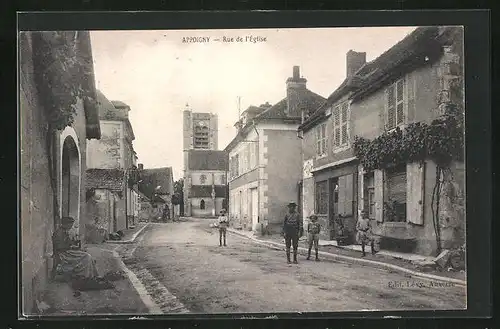 AK Appoigny, Rue de l`Église, Strassenpartie