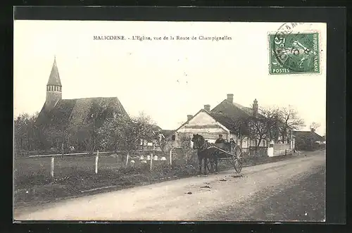 AK Malicorne, L`Eglise, vue de la Route de Champignelles