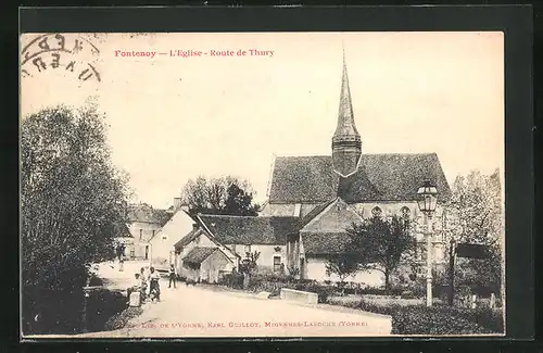 AK Fontenoy, L`Eglise, Route de Thury