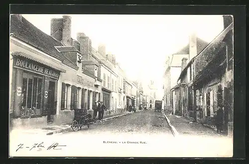 AK Bléneau, La Grande Rue, Strassenpartie