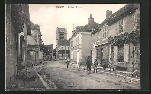 AK Appoigny, Rue de l`Église, Strassenpartie