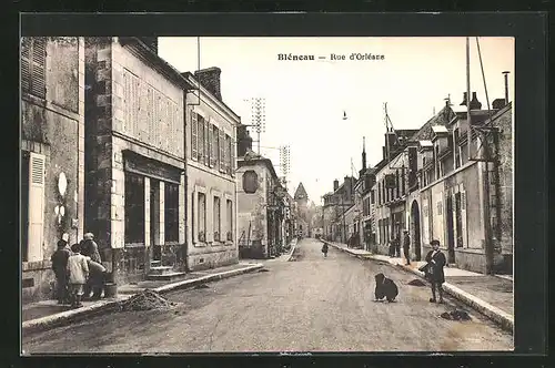 AK Bleneau, Rue d`Orleans, Kinder auf der Strasse