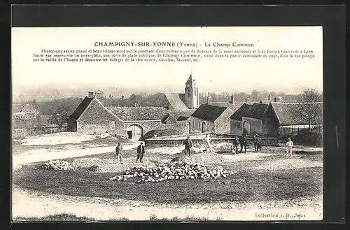 AK Champigny-sur-Yvonne, Le Champ Commun, Blick zur Kirche