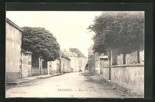 AK Brosses, Rue No 1, Blick über die Strasse mit den Wohnhäusern