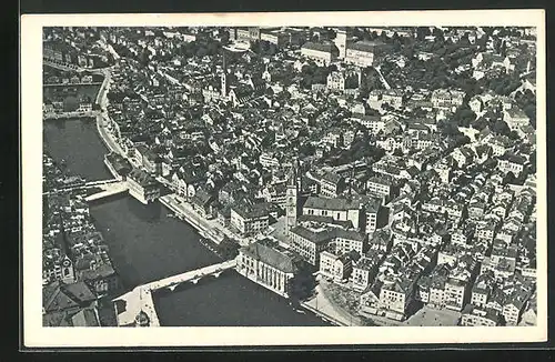 AK Zürich, Luftaufnahme der Stadt zum Internationalen Flugmeeting 03.-10. September 1922